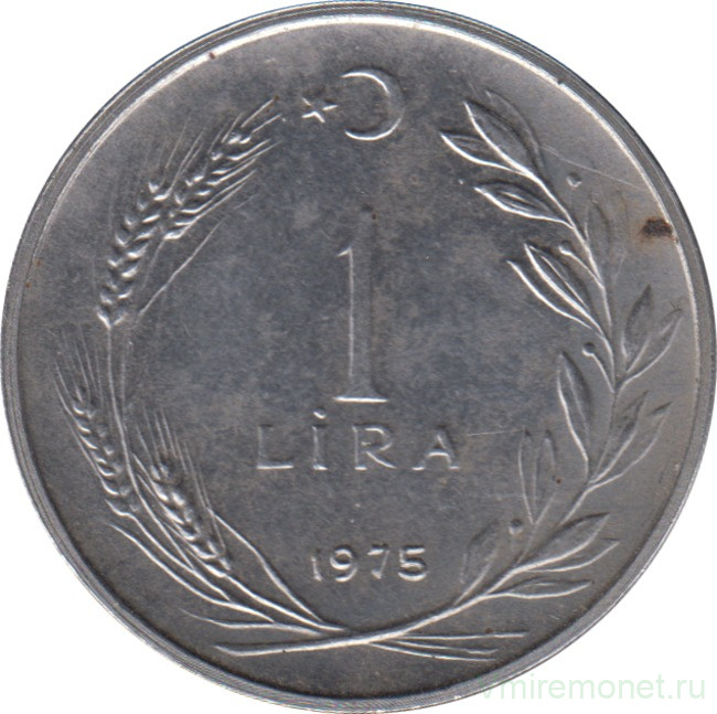 Монета. Турция. 1 лира 1975 год.