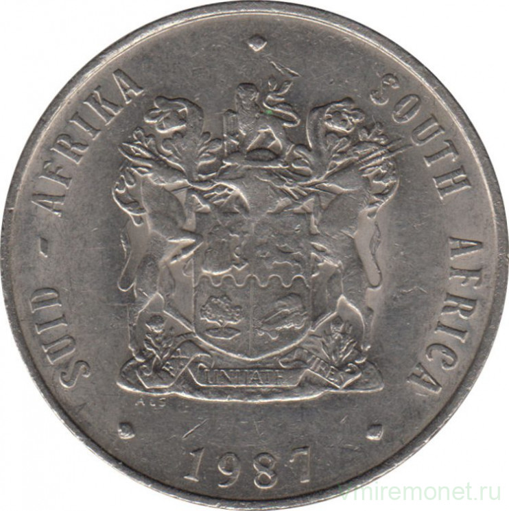 Монета. Южно-Африканская республика (ЮАР). 1 ранд 1987 год.