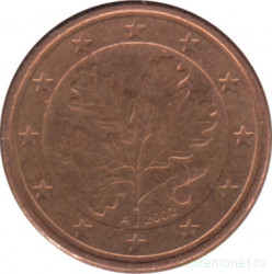 Монета. Германия. 1 цент 2002 год. (A).