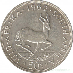 Монета. Южно-Африканская республика (ЮАР). 50 центов 1962 год.