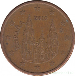 Монета. Испания. 5 центов 2010 год.