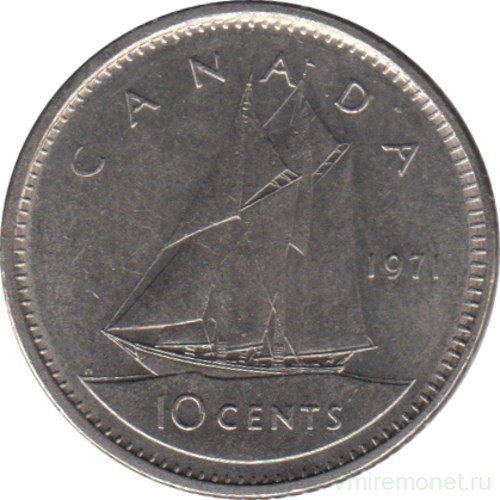 Монета. Канада. 10 центов 1971 год.