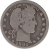 Монета. США. 25 центов 1901 год. Монетный двор О. ав.