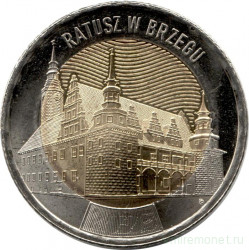 Монета. Польша. 5 злотых 2025 год. Ратуша в Бжеге.