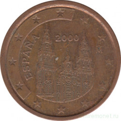 Монета. Испания. 2 цента 2000 год.