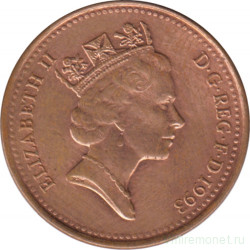 Монета. Великобритания. 1 пенни 1993 год.