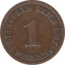 Монета. Германия (Германская империя 1871-1922). 1 пфенниг 1907 год. (J). ав.