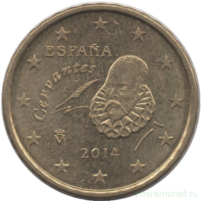 Монета. Испания. 10 центов 2014 год.