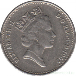 Монета. Великобритания. 10 пенсов 1992 год.