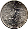 Монета. США. 25 центов 2002 год. Штат № 20 Миссисипи.