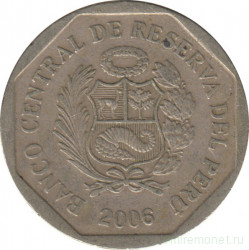 Монета. Перу. 1 соль 2006 год.