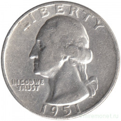 Монета. США. 25 центов 1951 год.