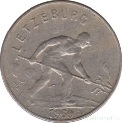 Монета. Люксембург. 1 франк 1960 год.