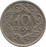 Аверс.Монета. Польша. 10 грошей 1923 год.