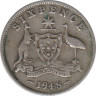 Монета. Австралия. 6 пенсов 1948 год. ав.