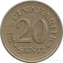 Монета. Эстония. 20 сенти 1935 год.