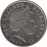 Монета. Новая Зеландия. 10 центов 2003 год. ав.