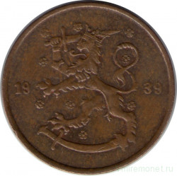 Монета. Финляндия. 5 пенни 1939 год.