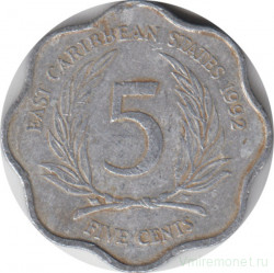 Монета. Восточные Карибские государства. 5 центов 1992 год.