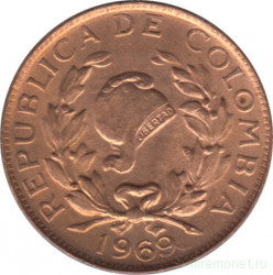 Монета. Колумбия. 1 сентаво 1969 год.