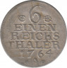 Монета. Пруссия (Германия). 1/6 талера 1764 год. Монетный двор - Берлин (А). рев.