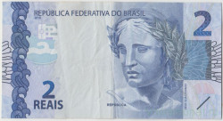 Банкнота. Бразилия. 2 реала 2010 год. Тип 252 А.