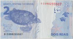 Банкнота. Бразилия. 2 реала 2010 год. Тип 252 А.