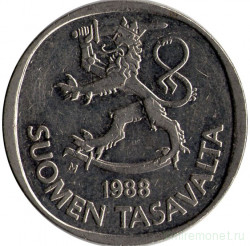 Монета. Финляндия. 1 марка 1988 год.