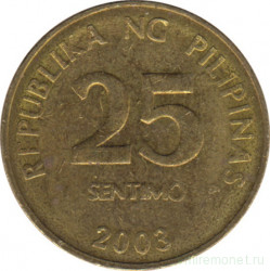 Монета. Филиппины. 25 сентимо 2003 год. Немагнитная.