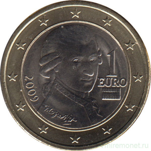 Монета. Австрия. 1 евро 2009 год.