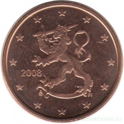 Монета. Финляндия. 5 центов 2008 год.