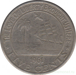 Монета. Либерия. 5 центов 1961 год.
