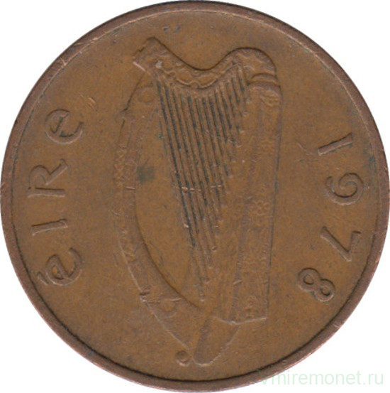 Монета. Ирландия. 1 пенни 1978 год.