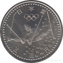 Монета. Япония. 500 йен 1998 год (10-й год эры Хэйсэй). XVIII Олимпийские игры. Нагано 1998. Фристайл.