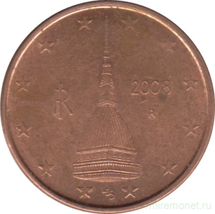 Монета. Италия. 2 цента 2008 год.