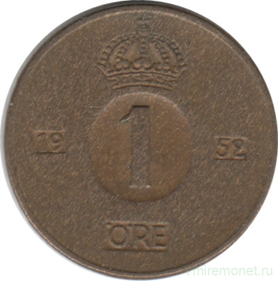 Монета. Швеция. 1 эре 1952 год.