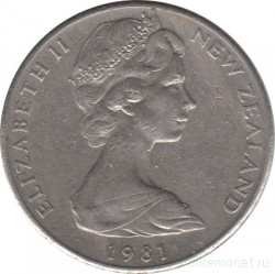 Монета. Новая Зеландия. 20 центов 1981 год.