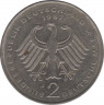 Монета. ФРГ. 2 марки 1987 год. Курт Шумахер. Монетный двор - Гамбург (J). рев.