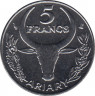 Монета. Мадагаскар. 5 франков 1996 год. рев.