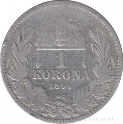 Монета. Венгрия. 1 крона 1894 год.