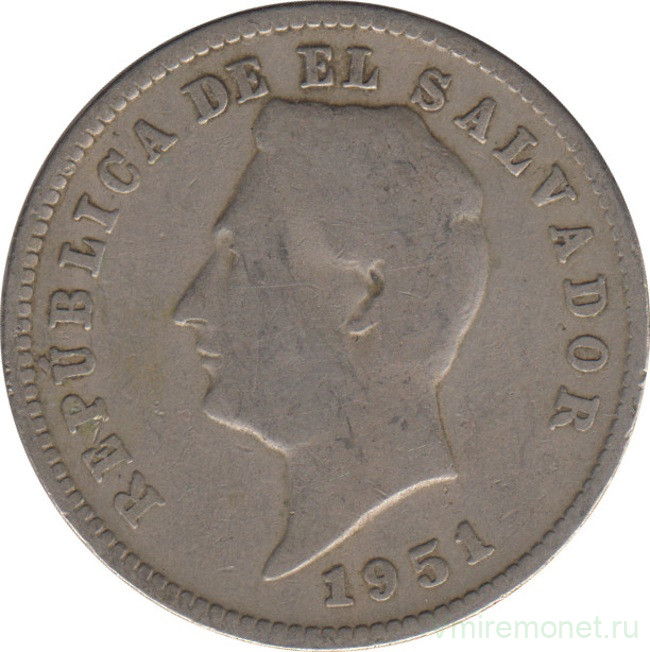 Монета. Сальвадор. 10 сентаво 1951 год.