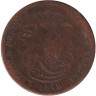 Монета. Бельгия. 2 сантима 1848 год.
