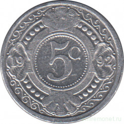 Монета. Нидерландские Антильские острова. 5 центов 1992 год.
