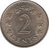  Монета. Мальта. 2 цента 1976 год. рев.