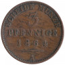 Монета. Германия. Рейсс-Гера. 3 пфеннига 1864 год. А.