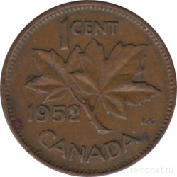 Монета. Канада. 1 цент 1952 год.