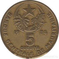 Монета. Мавритания. 5 угий 1984 год.