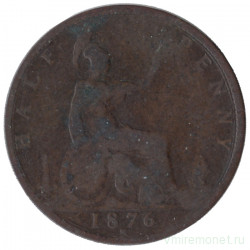 Монета. Великобритания. 1/2 пенни 1876 год.