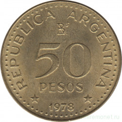 Монета. Аргентина. 50 песо 1978 год. 200 лет со дня рождения Хосе де Сан-Мартина.