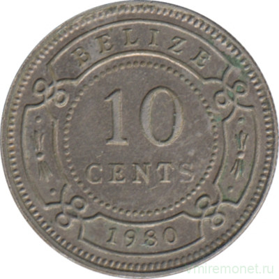 Монета. Белиз. 10 центов 1980 год.